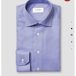 Eton Mid Blue Patterned Textured Twill Shirt Men’s Size 42 / 16.5 (Estimated